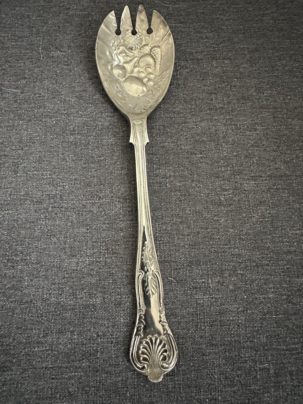 Vintage Sheffield England EP A1 Silverplate Berry Serving Fork Fruit Pattern